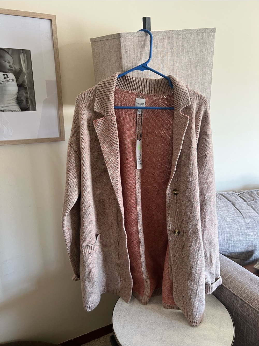 NIC+ZOE Dusty Rose Knit Blazer Coatigan